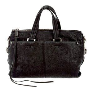 Rebecca Minkoff Sloane Satchel Bag Black Leather Pockets Minimalist Designer